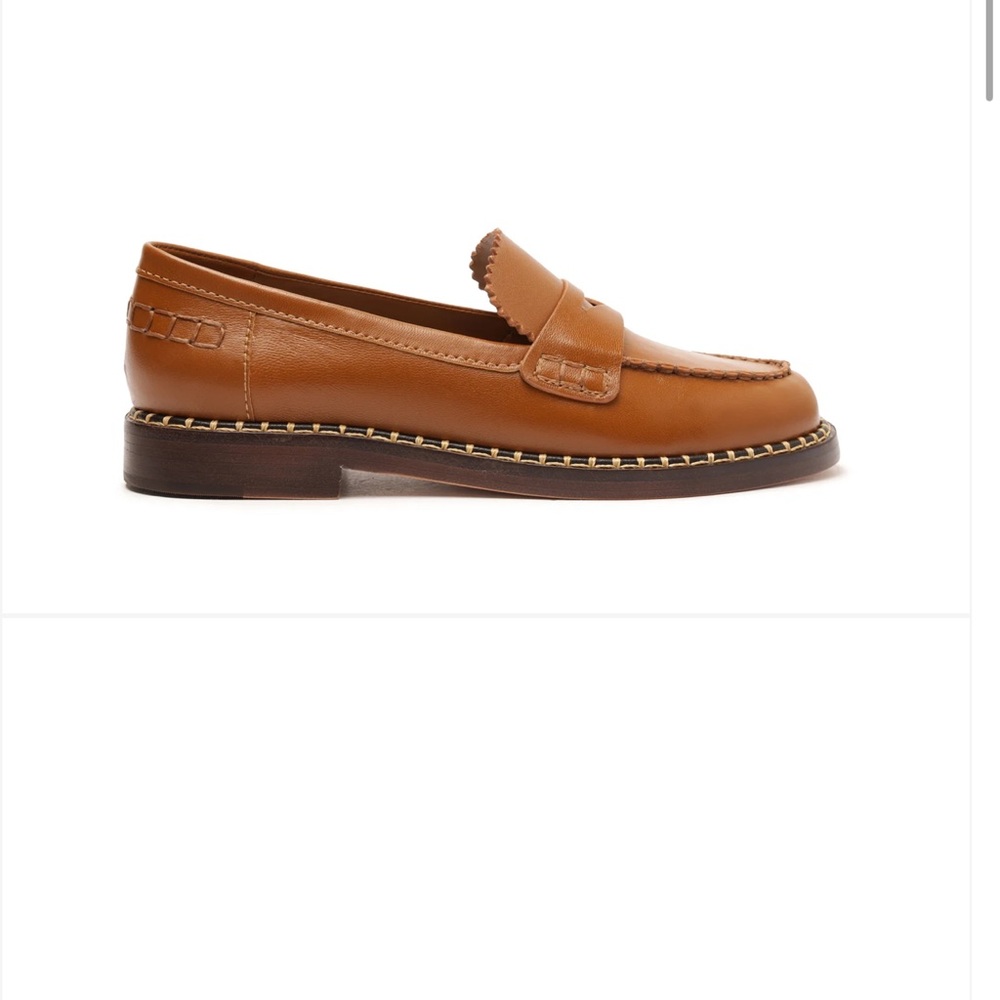 SCHUTZ Tan Leather Penny Loafers